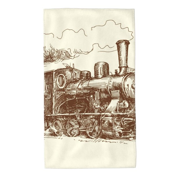 Fotbe Train Toalla Premium con Patrón, Toalla de Microfibra de Secado Rápido, Ligera y Altamente Absorbente (27.5x16in), Ideal para Uso Diario