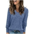 thumbnail image 1 of MeetoTime Chandails en Tricot Côtelé à Manches Longues et Col en V pour Femmes Automne, chandail-Over Doux et Ample, 1 of 8