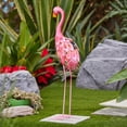 thumbnail image 3 of LuxenHome Flamingo Garden Statues,34-Inch H Pink Flamingo Outdoor Metal Garden Statue,Flamingo Ornament Bird Decor,Flamingos Sculptures for Porch Yard Home Decor with Solar Powered Lights, 3 of 12