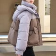 thumbnail image 5 of Fashion Winter Warm Jackets for Womens Plus Size Solid Color Blocked Short Style Loose And Thick Hooded Pocket Zipper Jacket Long Sleeved Jacket, 5 of 5