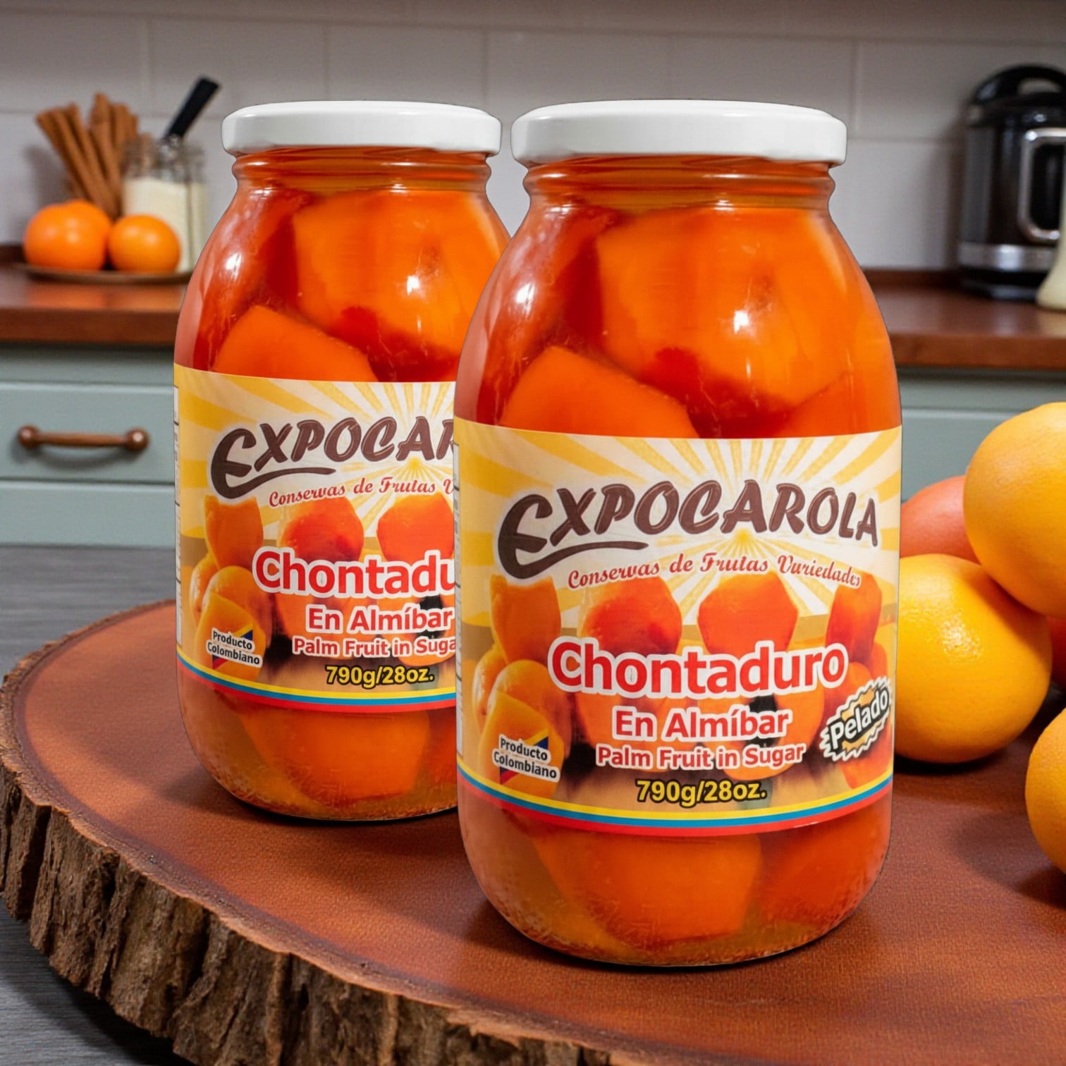Expocarola Chontaduro Pelado en Salmuera - Peach Palm Fruit in Brine, Colombian Superfruit, 790g Jar (Pack of 2)