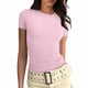 thumbnail image 1 of Camiseta básica ajustada de manga corta para mujer: camiseta estampada de corte ajustado, top informal de verano, ideal para el uso diario y las actividades al aire libre., 1 of 6