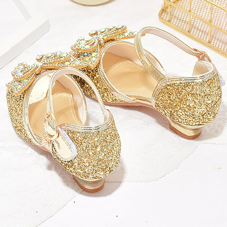 HUCOAE Heels For Kids Girls Gold Shoes Toddler Little Big Kid