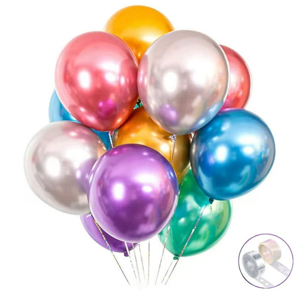 Globos de fiesta JHBVHBH Coloridos, cromados metálicos, 30 cm, 100 unidades