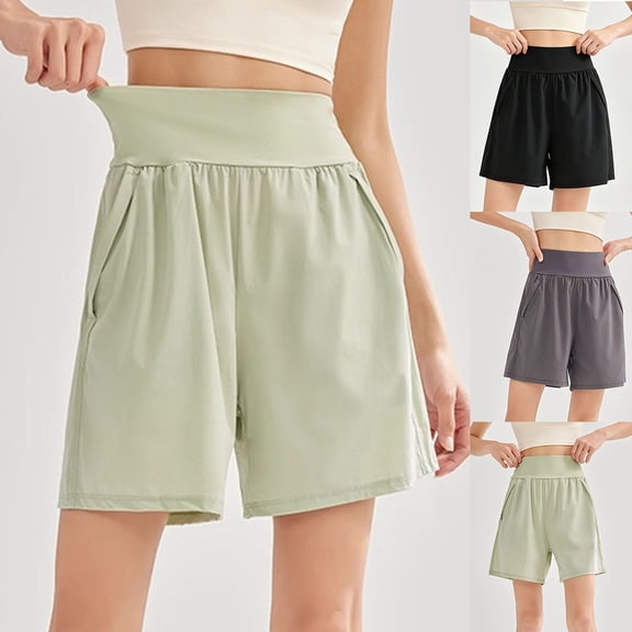 Kojanyu Women's High Waisted Wide Leg Shorts Elastic Waist Casual Lounge Shorts Pleated Palazzo Summer Shorts Plus Size Stretch Shorts S to 5XL