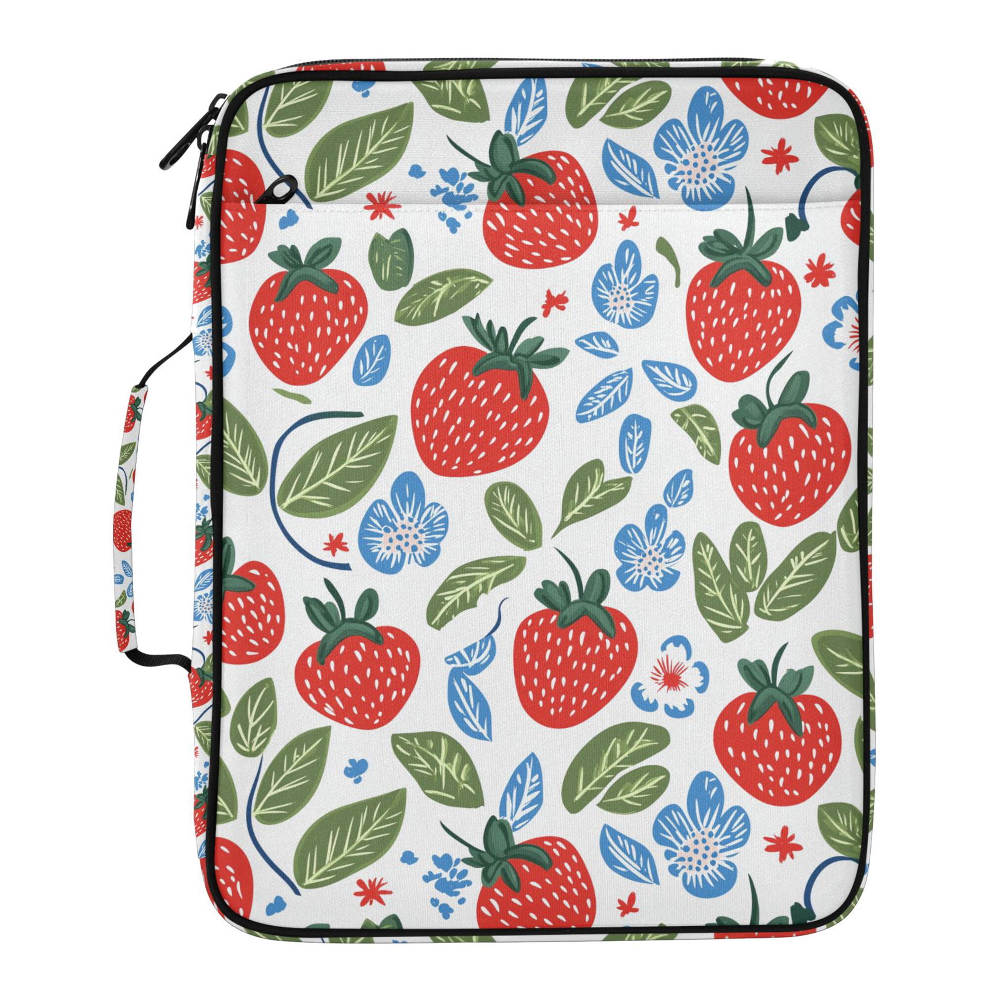 FORMRS Accordion File Folder A4 Size 7-Pocket Expanding Document Organizer Bag with 3 Ring Binder, Vibrant Strawberries