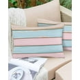 thumbnail image 6 of Pink Blue Striped Throw Pillow Cover 12 x 20 Inch Decorative Pillow Cover Vintage Shabby Chic Wood Grain Lumbar Pillowcase Seasonal Rectangle Cushion Case for Couch Sofa Bed Living Room, 6 of 7