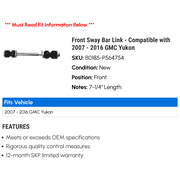 Front Sway Bar Link - Compatible with 2007 - 2016 GMC Yukon 2008 2009 2010 2011 2012 2013 2014 2015