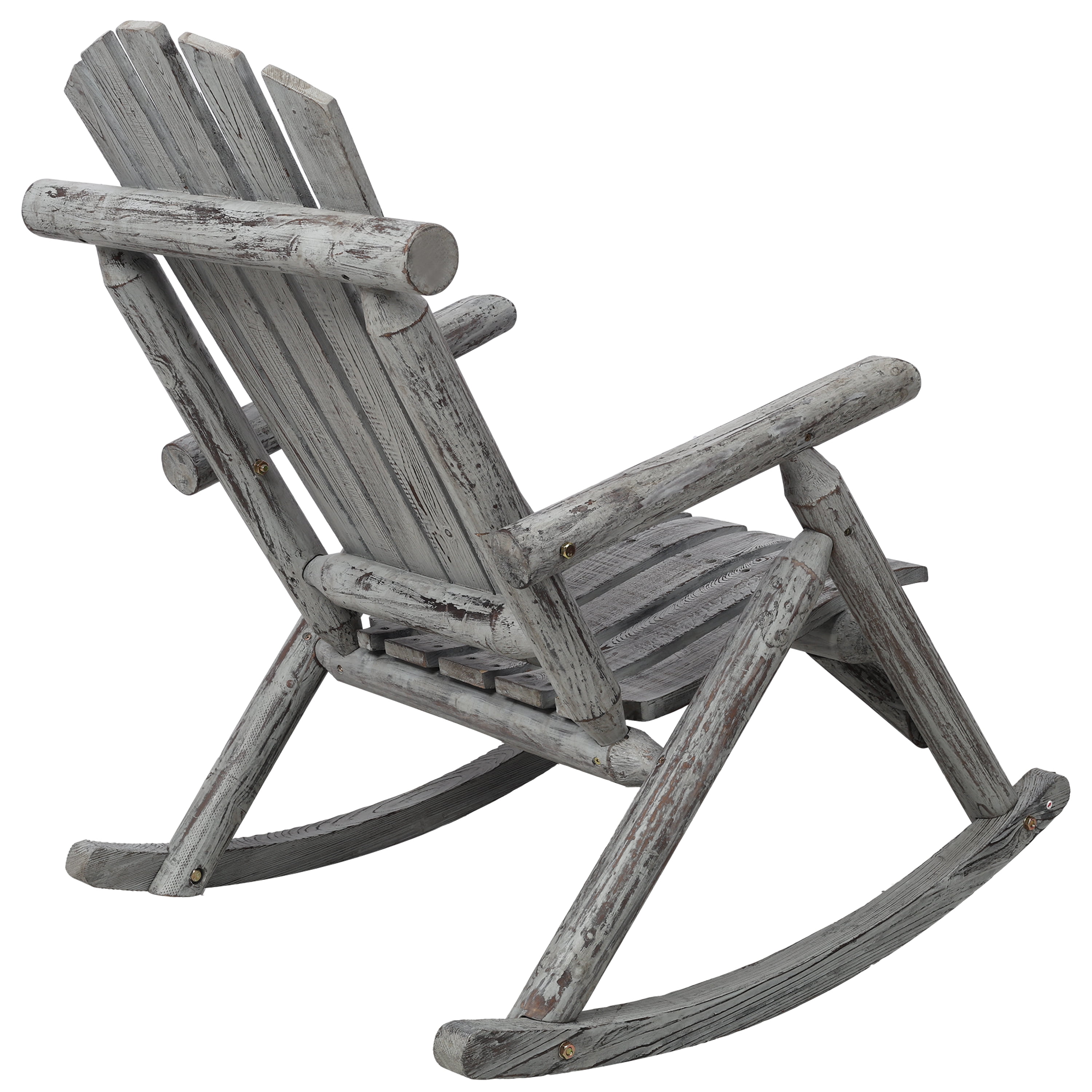 Fir Wood Porch Rocking Chair, Durable Log Style Outdoor Indoor Leisure Rocker, Brown