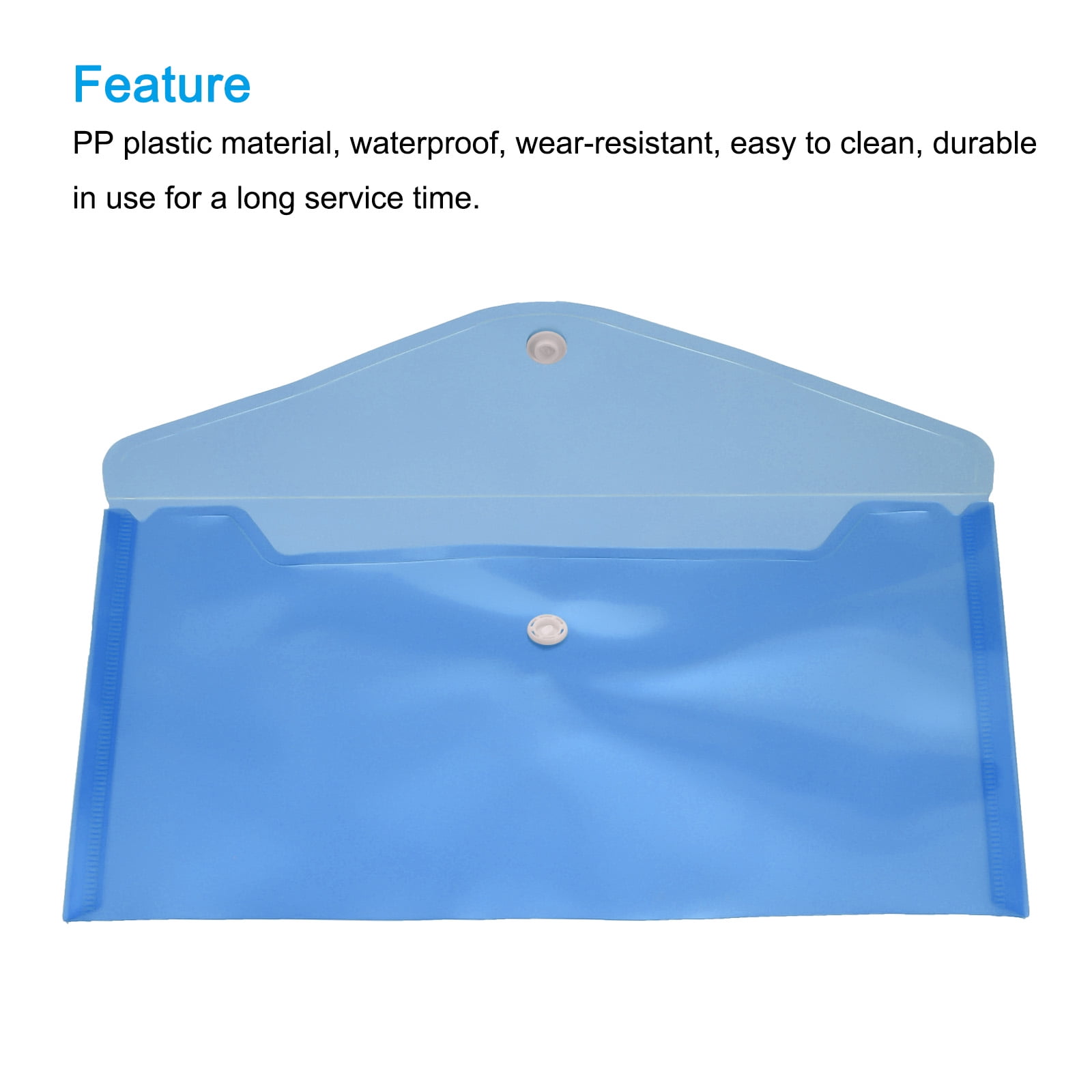Unique Bargains File Folders Office Plastic Envelopes Document Organizer with Snap Button Blue