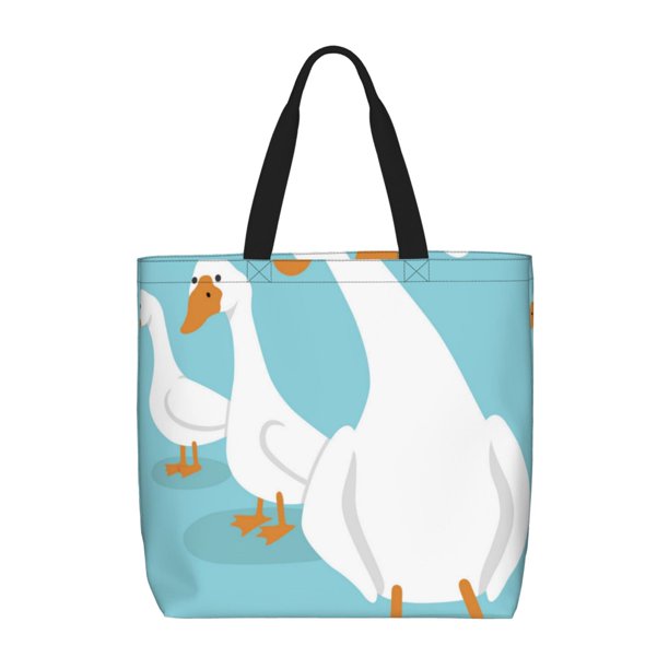 Easygdp Three White Geese Bolsa Tote para Mujer, Bolso de Hombro para Trabajo, Playa, Viajes, Compras y Supermercado