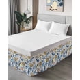 thumbnail image 4 of Ocean Coastal Wrap Around Bed Skirts for Queen Bed 16" Drop,Bed Skirt with Adjustable Elastic Belt Dust Ruffle Bed Valance for Bedroom Hotel Summer Nautical Starfish Conch Shells Bed Frame Cover, 4 of 7