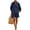 Navy, variant on Linen-Blend Button Down Shirt & Shorts Two Piece Set for Women, Stand Collar Loose Fit Resort Wear Co-ord - Casual Summer Vacation Outfit Sky Blue XL