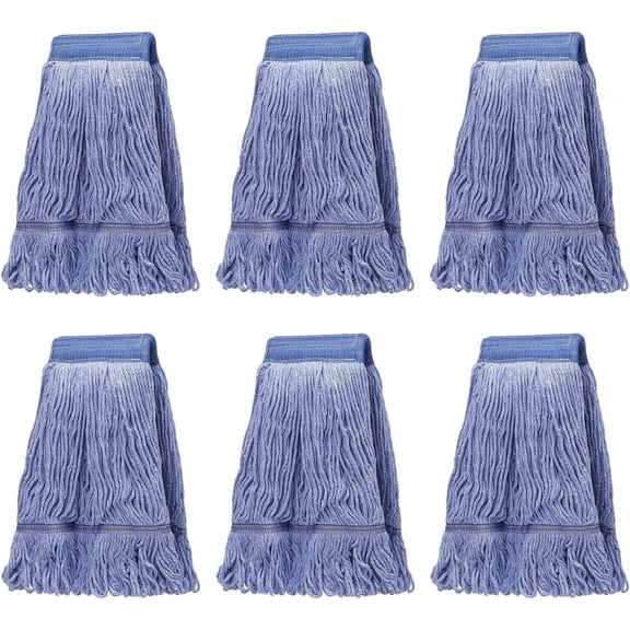 KYascend Commercial Mop Head Replacement, Heavy Duty Industrial Cotton Mop Heads, Looped-End String Wet Mop Head for General and Floor Cleaning, Blue (Standard)