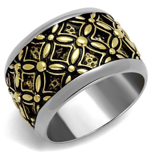TK2237 - Two-Tone IP Gold (Ion Plating) Stainless Steel Ring with Epoxy in Jet