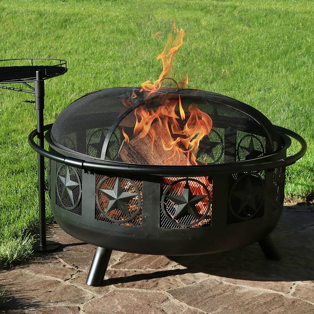 Sunnydaze Large All Star Firepit Bowl with BBQ Cooking Grate and Spark Screen, Outdoor... by Sunnydaze Decor