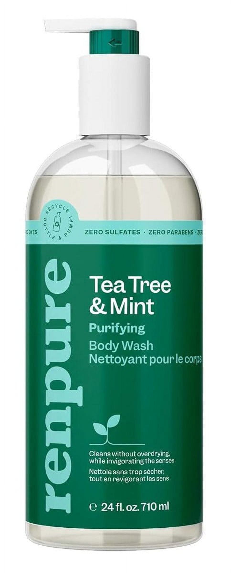 Renpure Body Wash Tea Tree & Mint Purifying 24 Ounce (710ml) (Pack of 3)