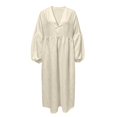 thumbnail image 6 of Sheghy Summer Dresses for Women 2026 Autumn Winter Deep V Neck Flowy Relaxed Fit Boho Midi Dress Beige XXL, 6 of 7