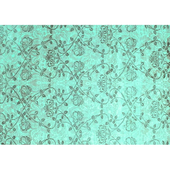 Ahgly Company Indoor Rectangle Abstract Turquoise Blue Contemporary Area Rugs, 7' x 10'
