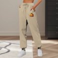 thumbnail image 2 of Flowy Pants for Women Loose Pocket Sweatpants & Joggers Brown Fashion Outfits Clothes XXL, 2 of 4