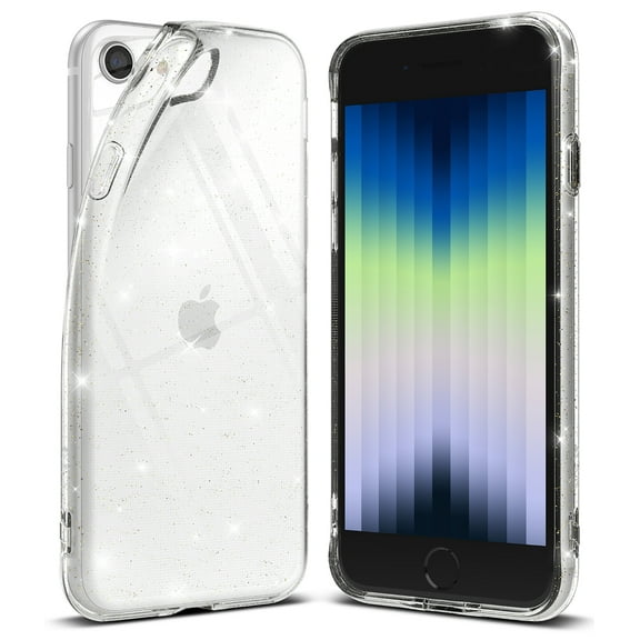 Ringke Air Case Compatible with iPhone SE 2022, Thin Flexible Scratch Resistant - Glitter Clear