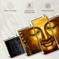 thumbnail image 6 of Elephant Stock Large Buddha Face Wall Art - Horizontal Multi Panel Canvas - 5 Pieceliving Room Wall Decor - Photography Religion And Spirituality Multi Panel - Black And Gray Decor - 80" x 36", 6 of 8