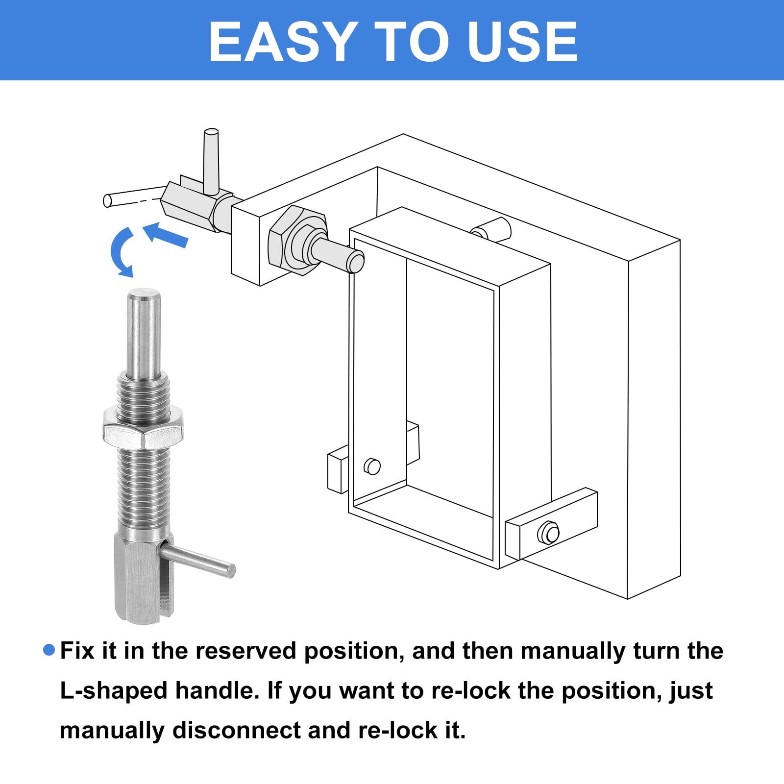 Uxcell Retractable Indexing Plunger Pin, l Spring Plunger Stainless Steel Spring Loaded Latch Telescopic Locking Pin with Nut 2 M16