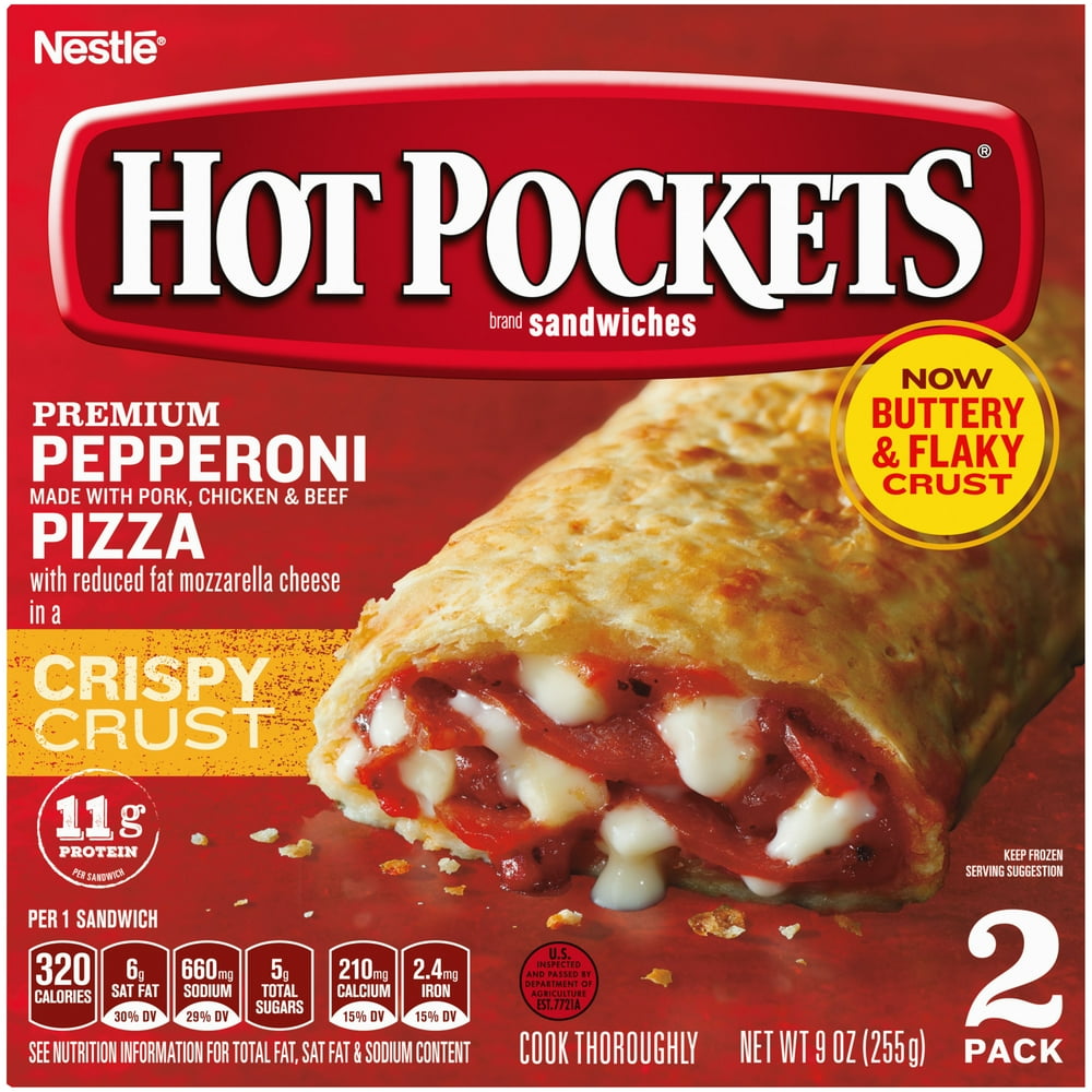 Hot Pockets Premium Pepperoni Pizza Crispy Crust Frozen Snacks 9 oz