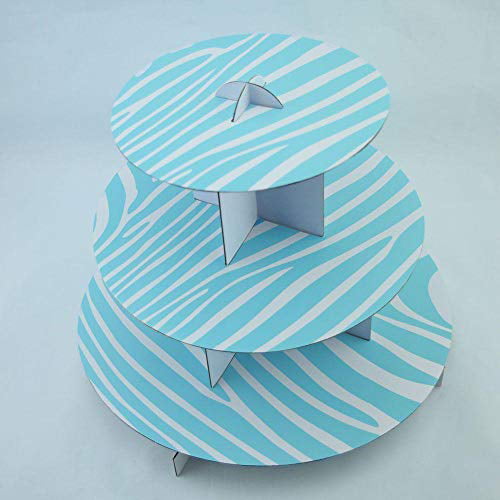 2pk Blue Zebra Cupcake Stand Baby Shower Party Desert table Stand Displays