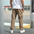 thumbnail image 4 of Dwralegc Cargo Jeans for Men Casual Stretchy Work Jeans Loose Fit Drawstring Elastic Waist Trouser Multi-Pocket Big and Tall Solid Color Pants Light Brown XXL, 4 of 5