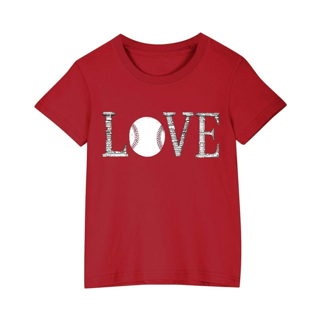 Robe à Manches Courtes Chemise à Manches Courtes pour Tout-Petits Garçons Filles Imprimé Baseball T-Shirt Mode Mignon Col Rond Imprimé Haut à Manches Courtes Chemise de Baseball pour Garçons Hauts à Manches Courtes