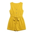 thumbnail image 4 of cfhntfmh Womens Rompers for Summer V Neck Button down Dressy Sleeveless Jumpsuits Casual Tie Waist Shorts with Pockets, 4 of 7