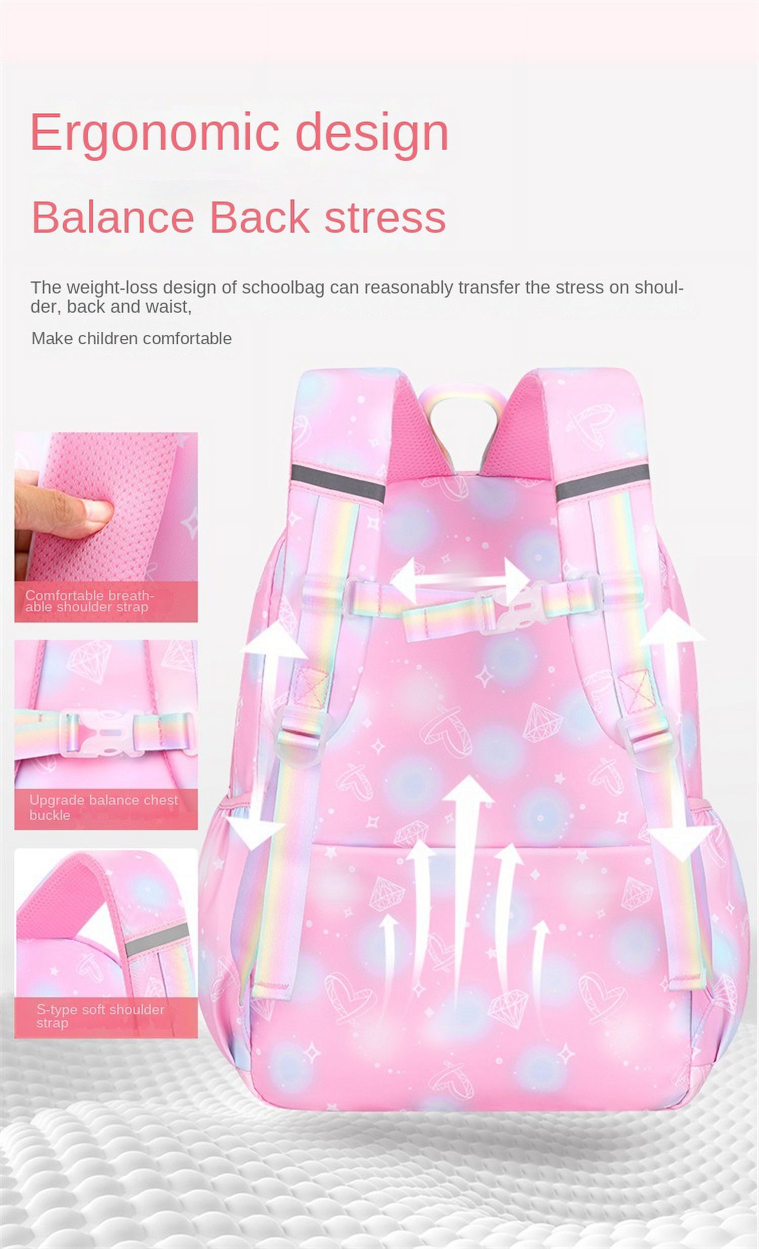 Mochilas para niñas con dije, para primaria de 8 a 14 años, impermeables y de gran capacidad, púrpura soñado 3