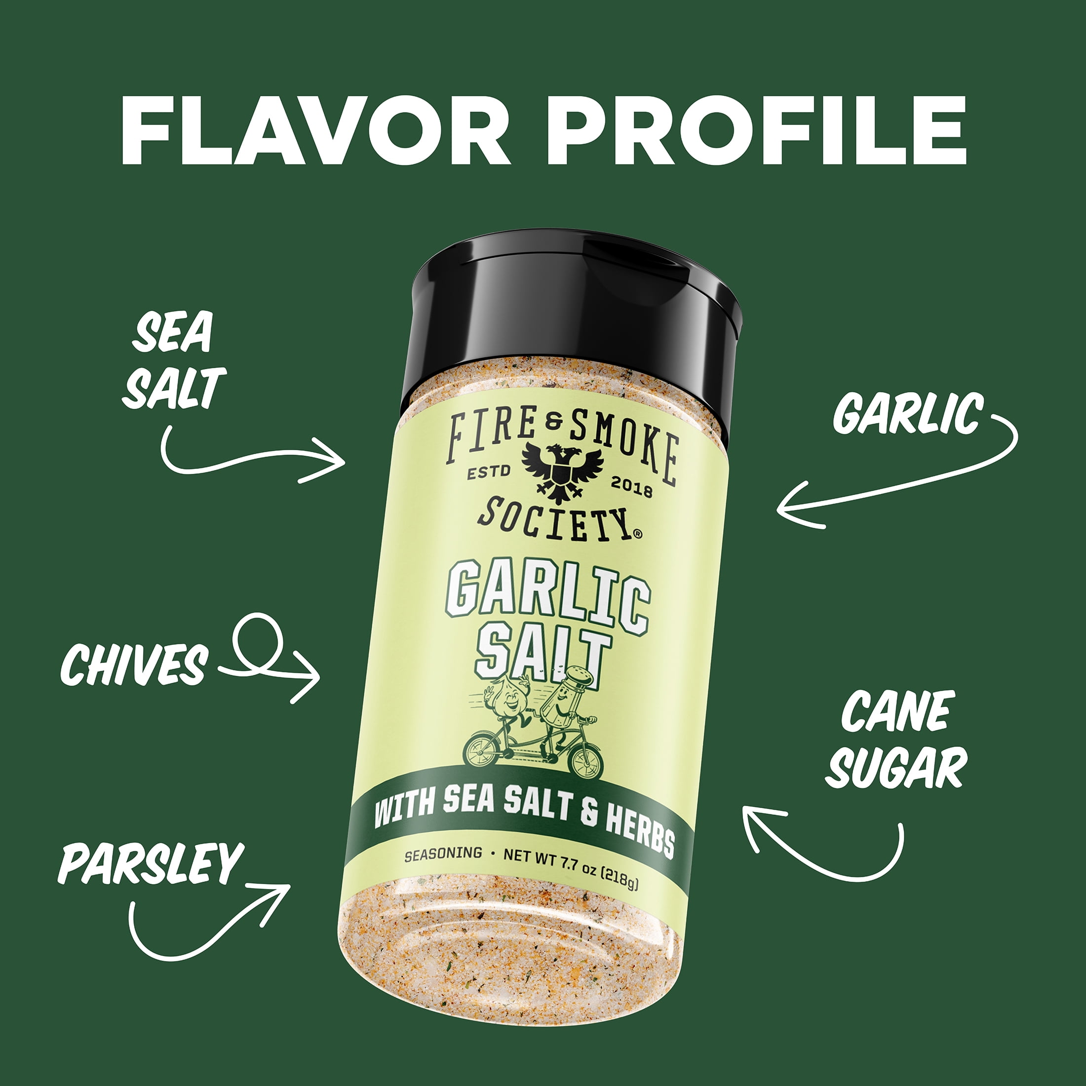 Fire & Smoke Society Garlic Salt Seasoning Blend, 7.7 oz Mixed Spices & Seasonings