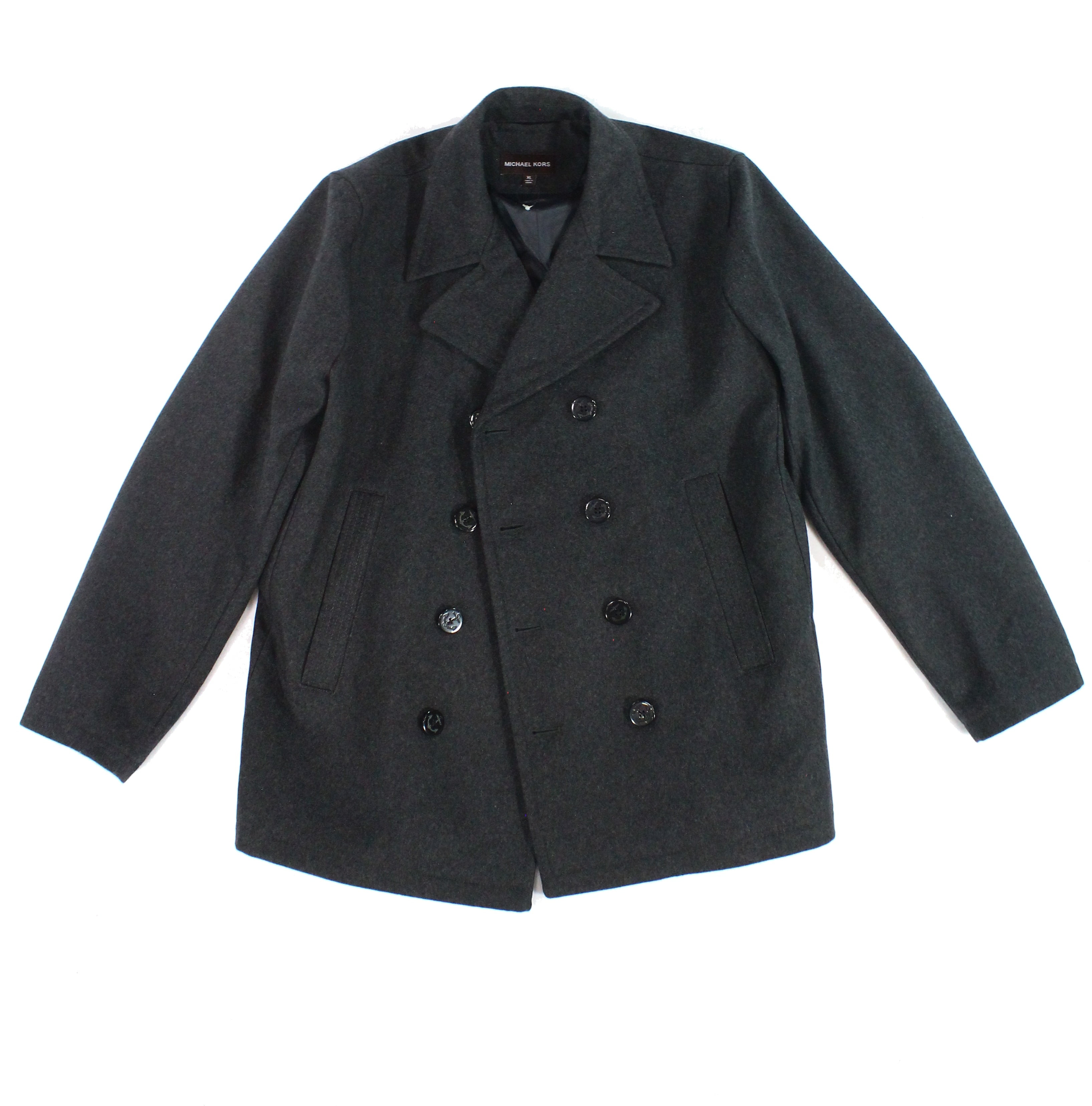 Charcoal Mens Lined Wool Peacoat Jacket XL
