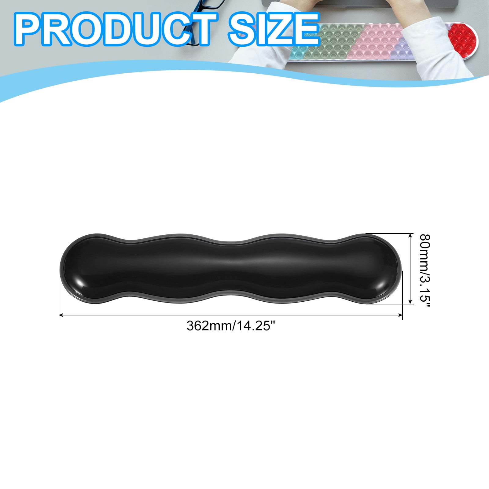 Uxcell Gel Wrist Rest, Gel Mouse Pad Mouse Wrist Support for Keyboard and Mouse Ergonomic,Keyboard Pad Black