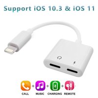 iPhone 7 / 7 Plus / 8 / X Adapter / Splitter, Cone Dual Lightning adapter Headphone Jack Audio and Charge Splitter for iPhone X / 8 / 8 Plus / 7 / 7 Plus.(White)