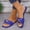 Blue, variant on Sandals for Women Square Open Toe Slides Women Dressy Summer Flat Beach Cute Ladies Leather Casual Shoes with Golden Chain Orange 10(44)
