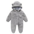 thumbnail image 2 of Bagilaanoe Baby Girl Boys Hooded Jumpsuit Newborn Winter Fleece Long Sleeve Bodysuit 3M 6M 9M 12M Infant Zipper Footed One Piece Romper, 2 of 8