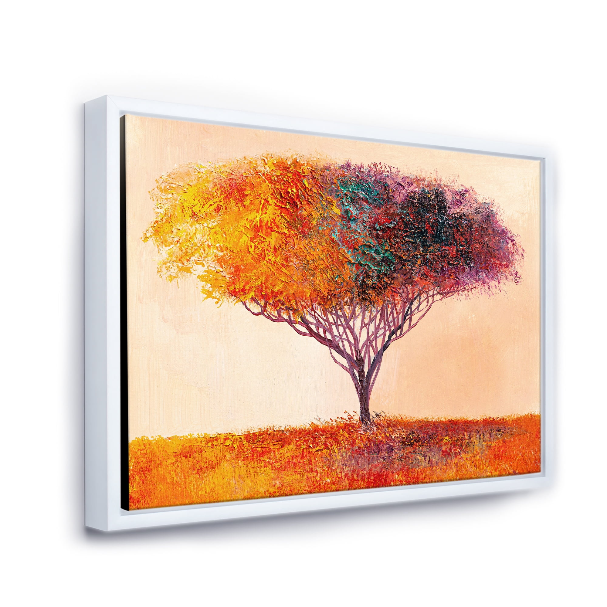 Designart 'Impressionist Landscape Colorful Abstract Tree' Modern Framed Canvas Wall Art Print
