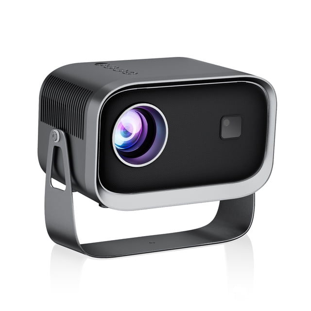 Salange Split Screen Projector 1080p 4K Support, Screen Mirroring for iPhone/Android with WiFi Bluetooth, Electrinical Focus 360° Stand for Home Theater,Black