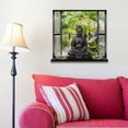 thumbnail image 4 of Estatua de Buda falsa 3D Mural de ventana Jardín Paisaje de agua clara Pegatinas de vinilo para pared Decoraciones para el hogar Póster impermeable Papel tapiz, 4 of 5