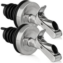 Olive Oil Dispenser Spout for .6” Bottle Opening - Oil Pourer Dimensions 3.25”H x 1.25”L x 1.25”W - Stainless Steel Automatic Closure Keeps Oil Fresh (Set of 2)