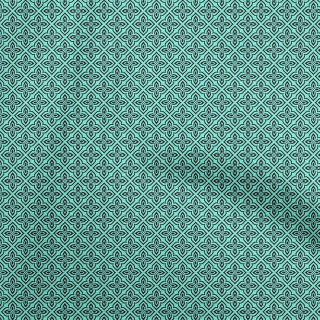 oneOone Rayon Aqua Blue Fabric Asian Block Fabric For Sewing Printed Craft Fabric By The Yard 56 Inch Wide