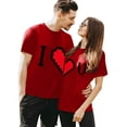 thumbnail image 2 of Chandails Assortis pour Couples de la Saint-Valentin Mode Manches Courtes Imprimé Cœur Design Ample Chemisiers Col Rond T-Shirt Confortable Doux Chemisiers pour Lui et Elle Vêtements de Vacances Rouge m, 2 of 5