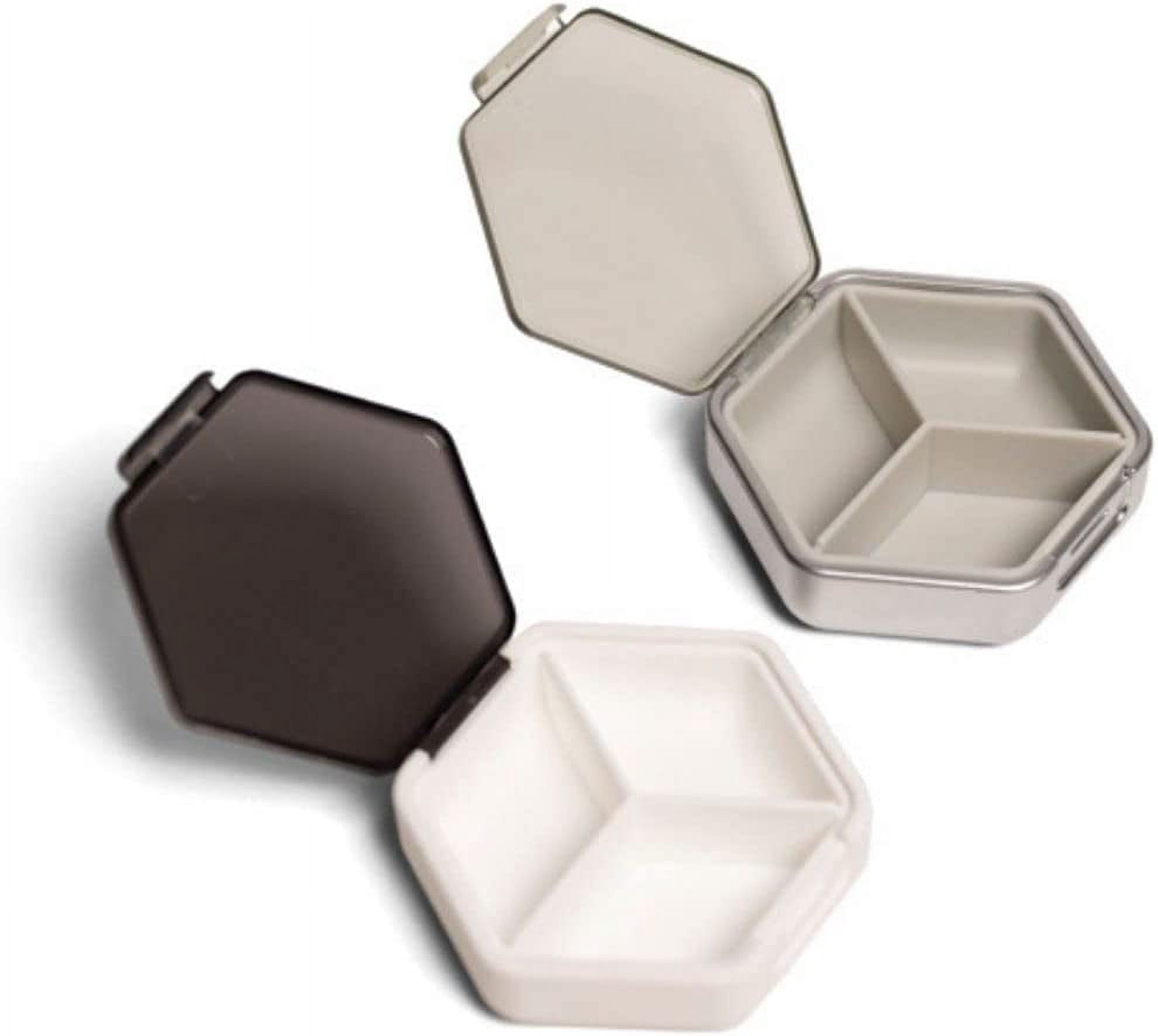 Petite Pillbox | Set of 2 | Pocket Sized Travel Pill Organizer by Mimi Medcessories | Blanc and Platinum