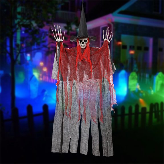 Zatoumnr Halloween Hanging Skeleton Ghost Decorations - 47.24in Hanging Grim Reapers With Hair For Halloween Indoor Outdoor Decoration Supplies Fall Holiday Supplies Decor