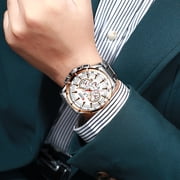 CURREN Watch 8363 Men Quartz Wristwatchwith Stainless Steel Strap Band Three Sub-Dials Waterproof Luminous Hands Silver and White Dial