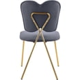 thumbnail image 2 of Meridian Furniture Angel Gray Velvet Dining Chair with Gold Finish (Set of 2), 2 of 5