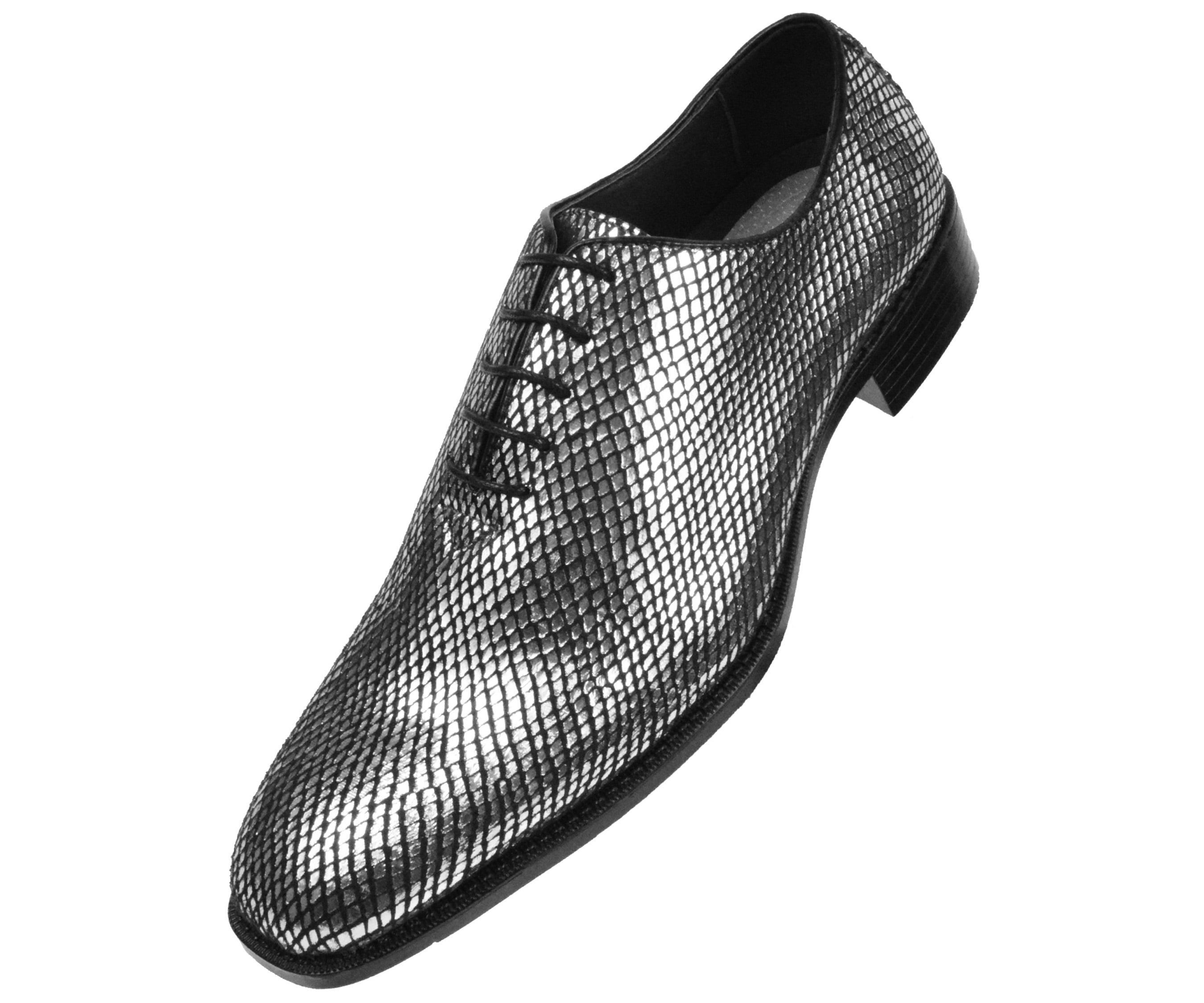mens metallic silver dress shoes